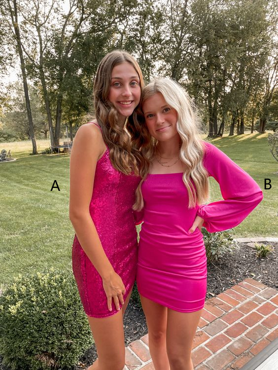 Hot Pink Homecoming Dress Short Prom Dress,Short Party Dress