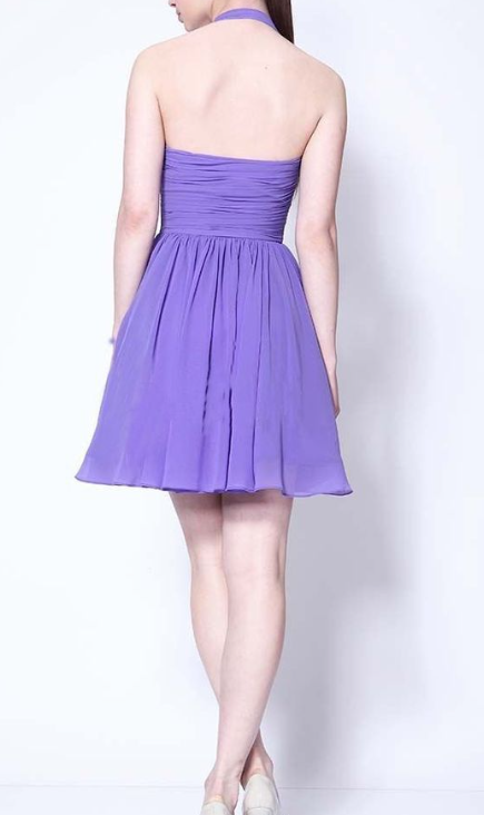 Halter Neckline Short Chiffon Cute Mini Homecoming Dress Graduation Dress
