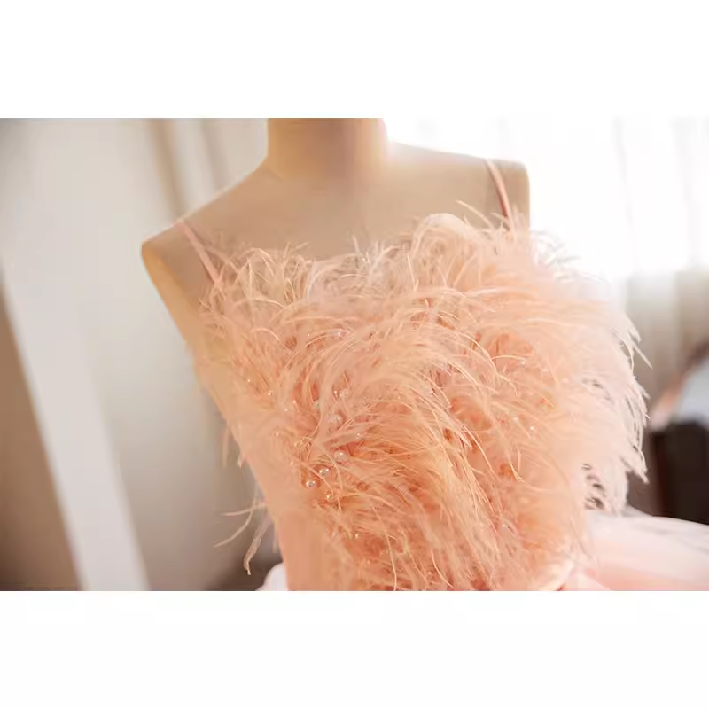 Vintage Ball Gown Straps Tulle Pink Sweet 16 Dresses - View 4 | VelvetHem