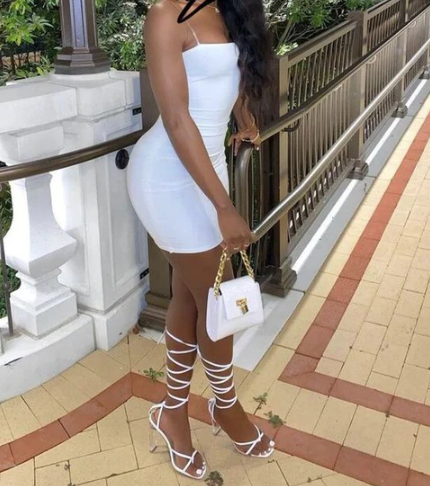 Elegant White Tight Black Girl Homecoming Dress Graduation Dresses Birthday - VelvetHem