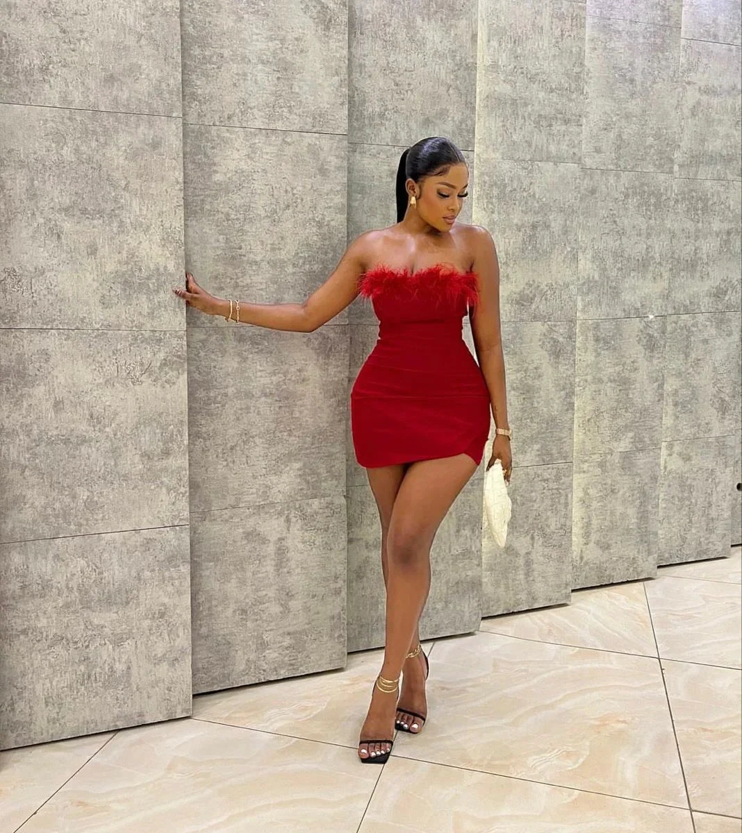 Red Strapless Homecoming Dress Red Party Dress (ZD12733)