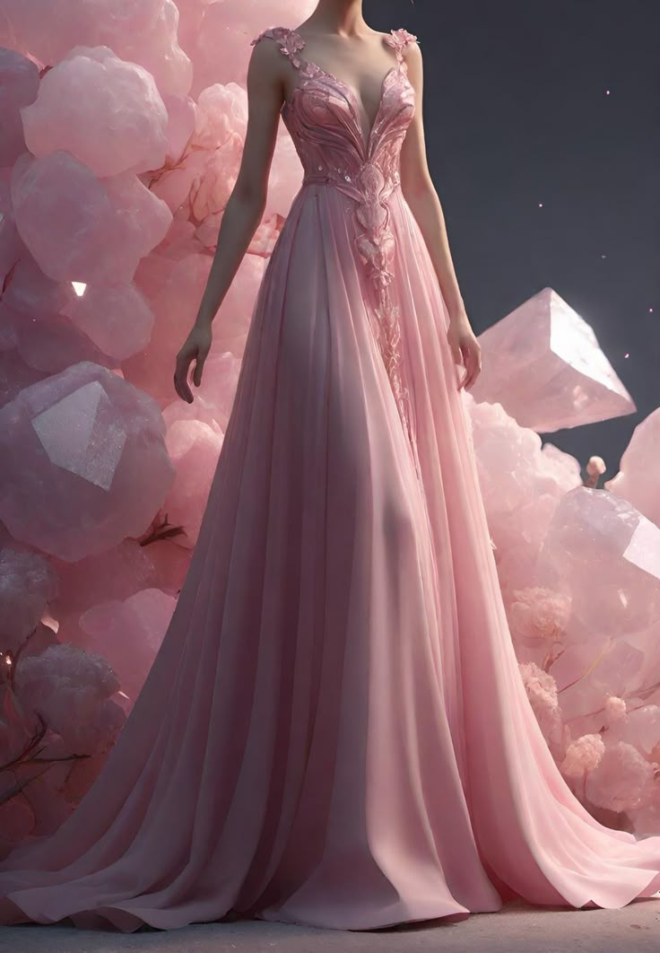 Elegant Pink Appliques ALine Prom Dress Long Evening Dress Y8353
