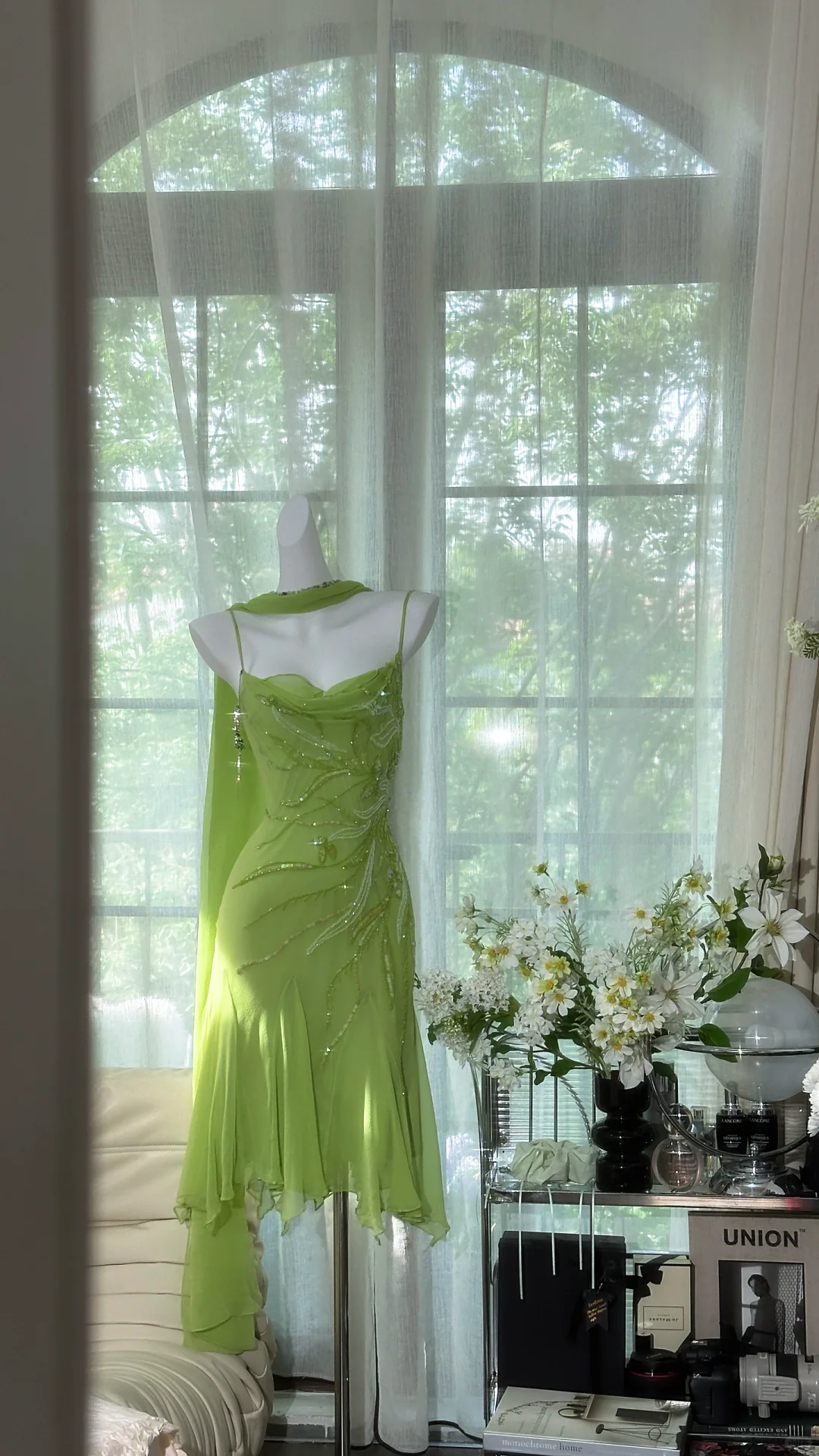 Beautiful Straps Chiffon Sequin Beaded Short Birthday Outfits Green Formal Graduation Homecoming Dress - VelvetHem