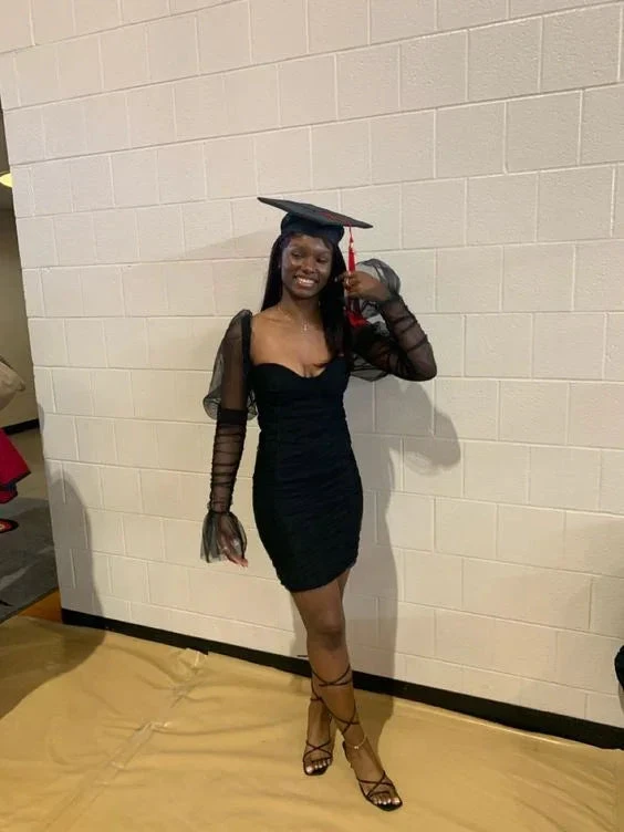 Black Bodycon Dress Black Graduation Dress Short Homecoming Dress Y2008 by simplepromdress