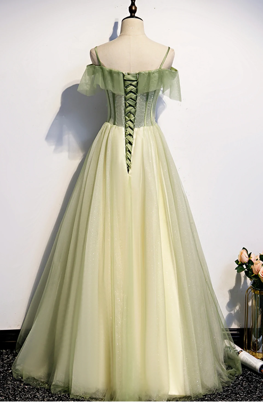 Light Green Pleated Floral Embroidery Long Prom Dress Medieval Renaissance Gown cc23 - View 2 | VelvetHem