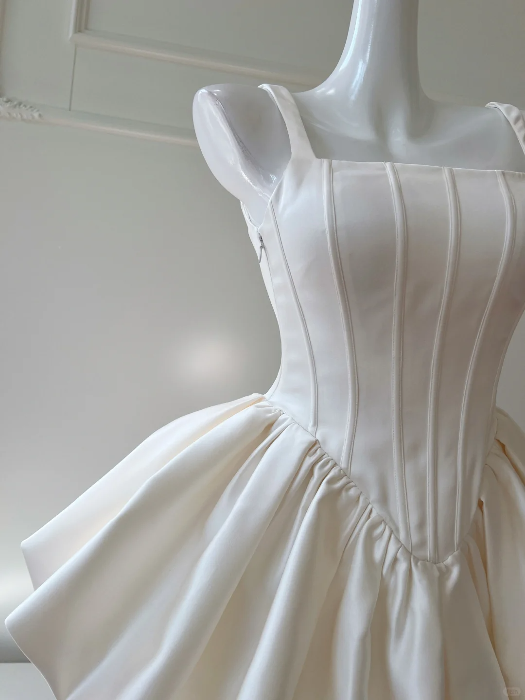Simple White Satin A Line Homecoming Dress Short Birthday Dress - View 2 | VelvetHem