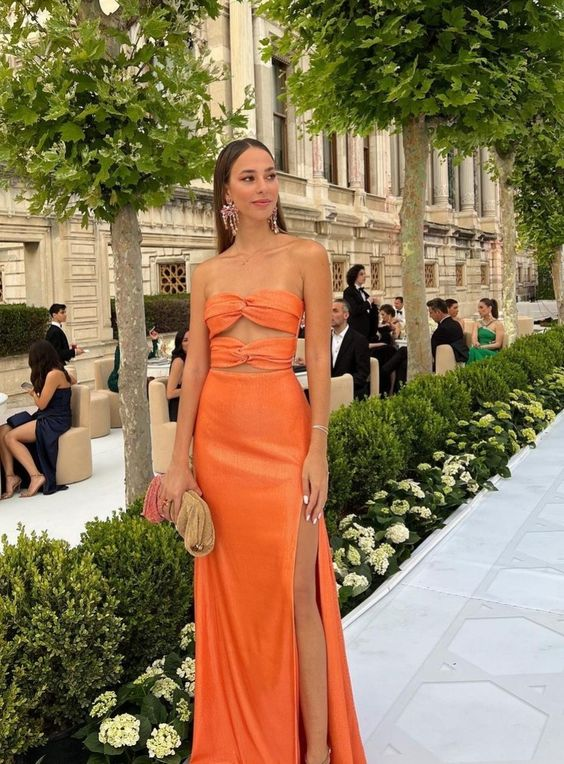 Sexy Orange Sheath Prom Dress Orange Evening Dress Y6234 - VelvetHem