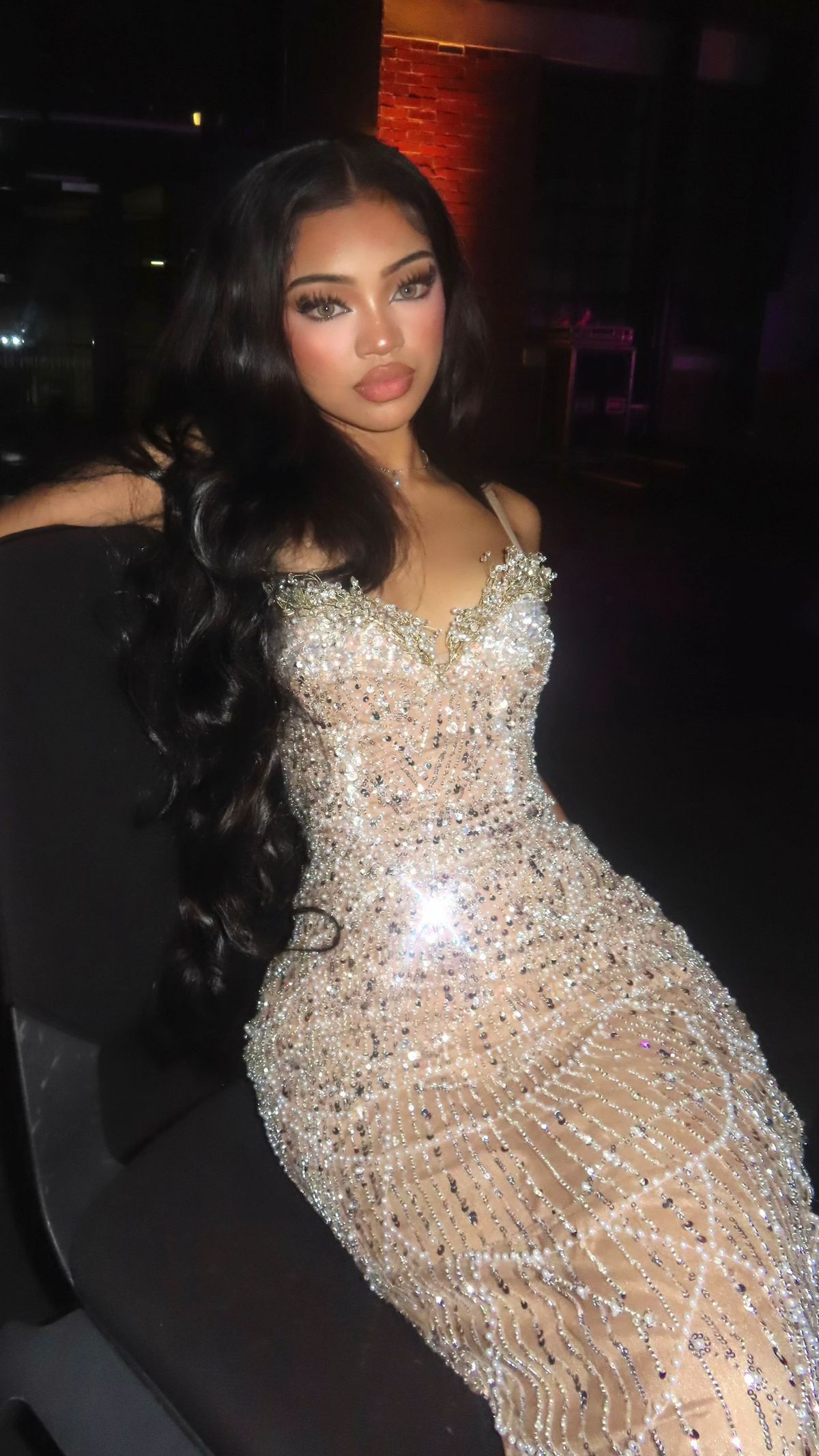 Gorgeous Spaghetti Straps Champagne Sequin Beaded Mermaid Prom Dress Long Evening Gown - View 2 | VelvetHem