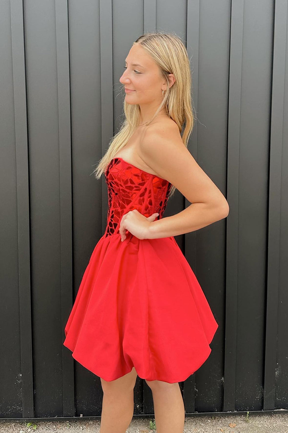 Red Homecoming Dresses A-Line Mirror Short Cocktail Dresses