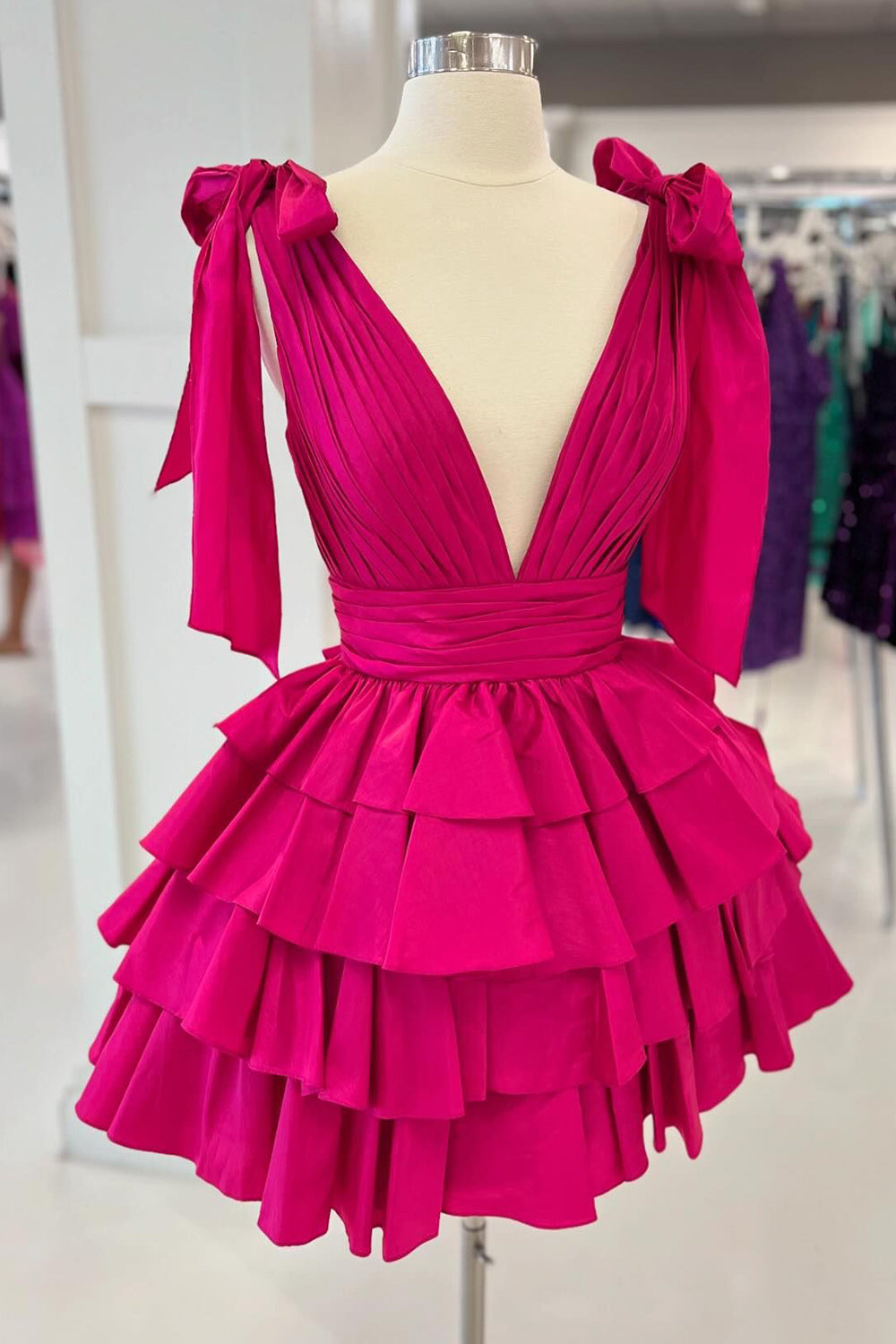 Red Homecoming Dresses A Line Short Cocktail Dresses With Ruffles