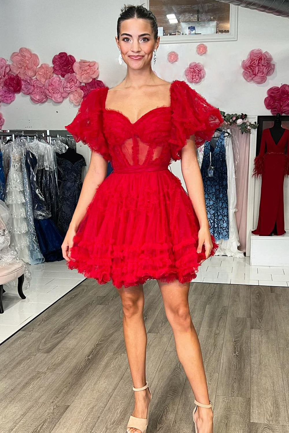 Light Pink Homecoming Dresses Corset A-Line Short Cocktail Dresses