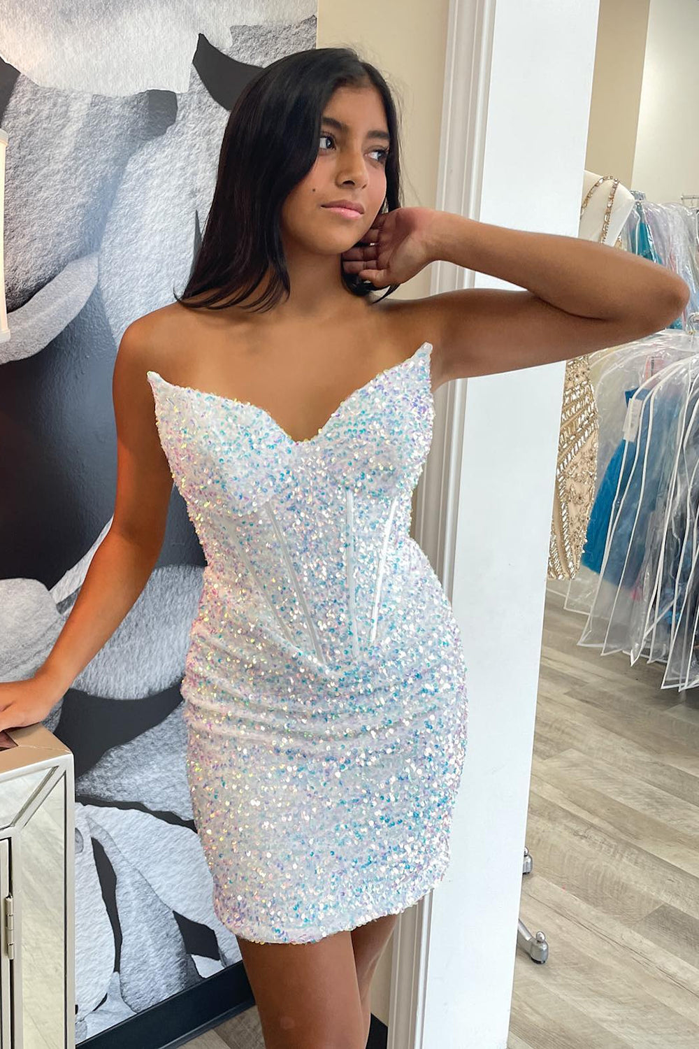 Black Homecoming Dresses Sweetheart Sequin Tight Short Cocktail Dresses