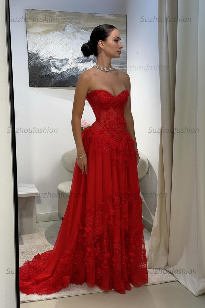 Strapless Sleeveless Long Evening Formal Dress With Pleated Appliques