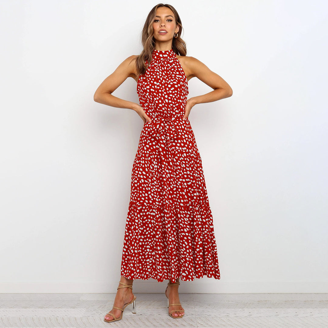 Sara Aesthetic Long Polka Dot Dress Boutique Collection