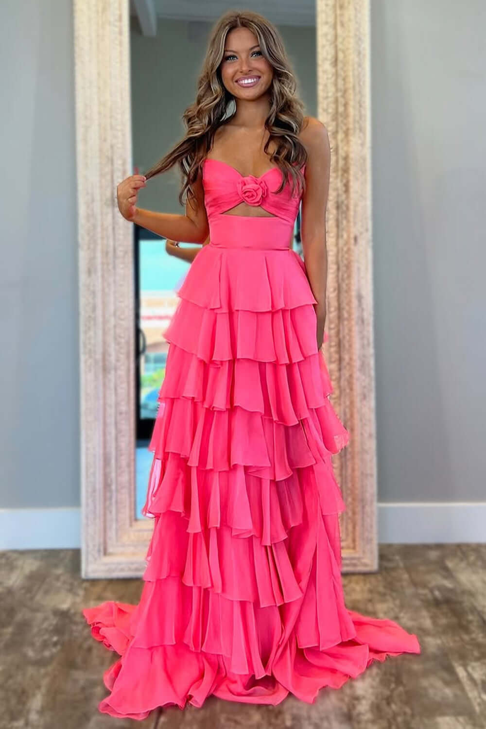 Black Prom Dress White Prom Dress Sweetheart Ruffled Long Formal Dress With Slit