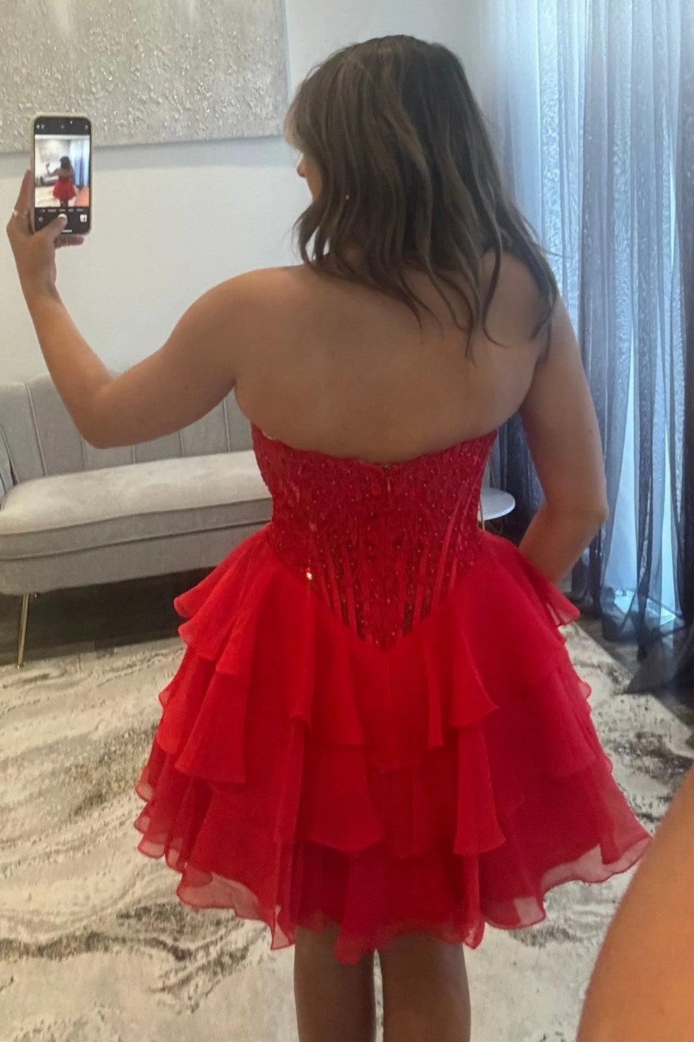 Pretty A Line Sweety Pink Corset Homecoming Dress with Appliques Beading