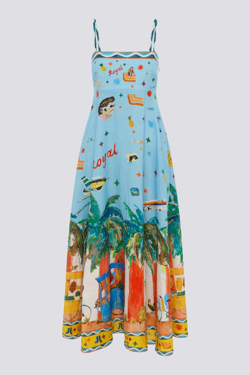 Yamel Boutique Spaghetti Graffiti Print Maxi Dress Evening Wear Edit