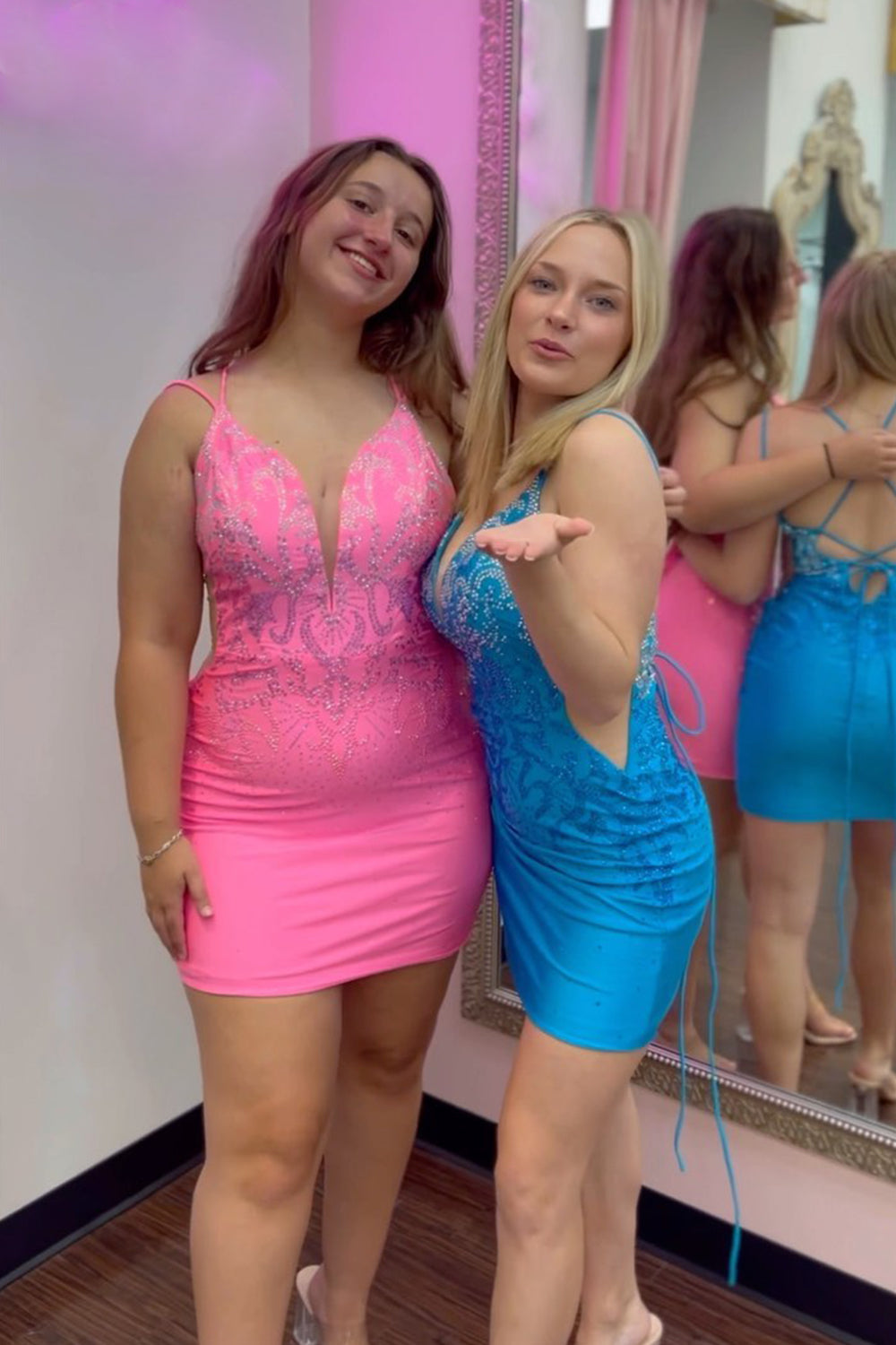 Royal Blue Homecoming Dresses Lace-Up Back Sequin Tight Short Cocktail Dresses