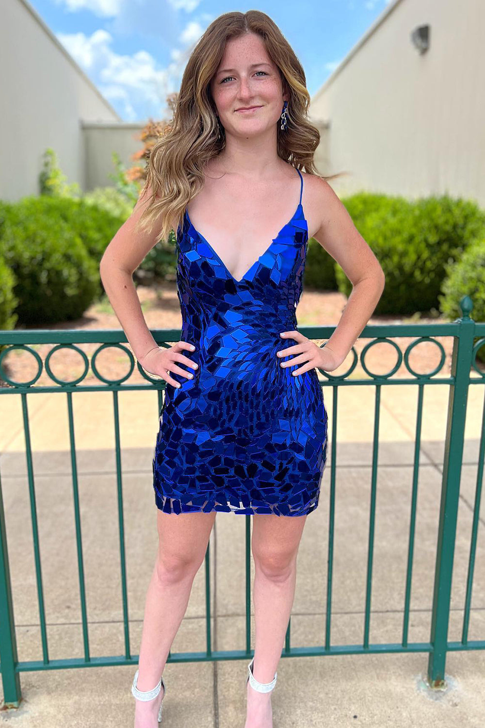 Royal Blue Homecoming Dresses Sequined Tight Short Cocktail Dresses