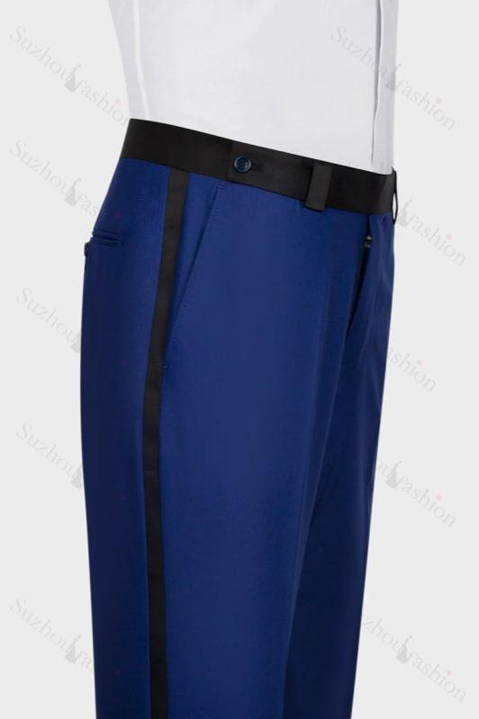 Royal Blue Three Piece Shawl Lapel Wedding Suit for Men