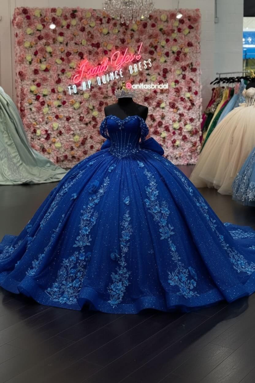 Ball Gown Off Shoulder Sleeveless Pleated 3D Flowers Applique Bow Knot Sparkly Pink Tulle Quinceanera Dress Birthday Party Dress Evening Formal Gown For Sweet 16