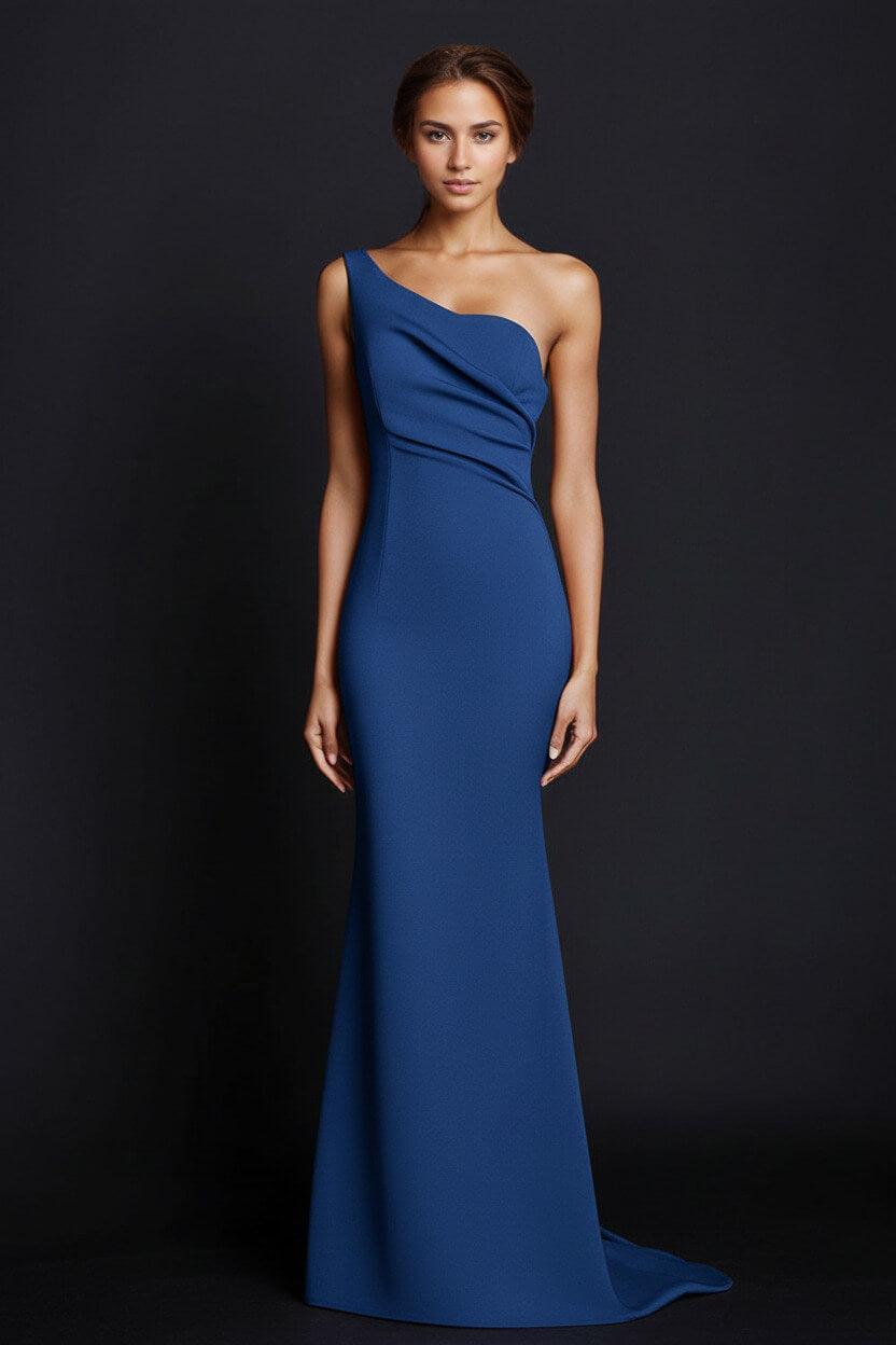 One Shoulder Khaki Wedding Guest Dress Mermaid Long Formal Dress