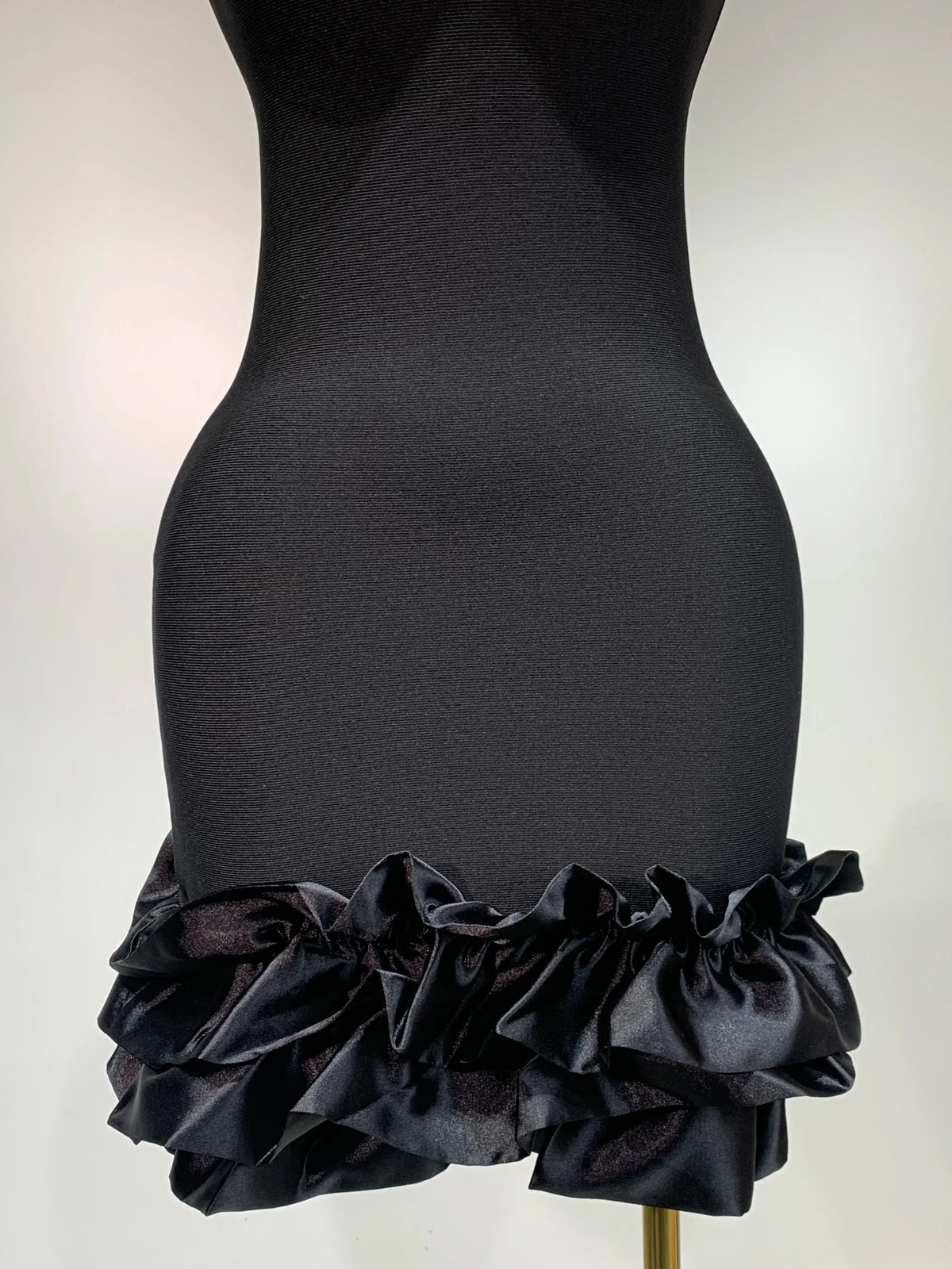 Women Spaghetti Strap Bodycon Short Dress Black Pleated Ruffle Hem Sleeveless Evening Party Cocktail Elegant Birthday Dresses - View 5 | VelvetHem