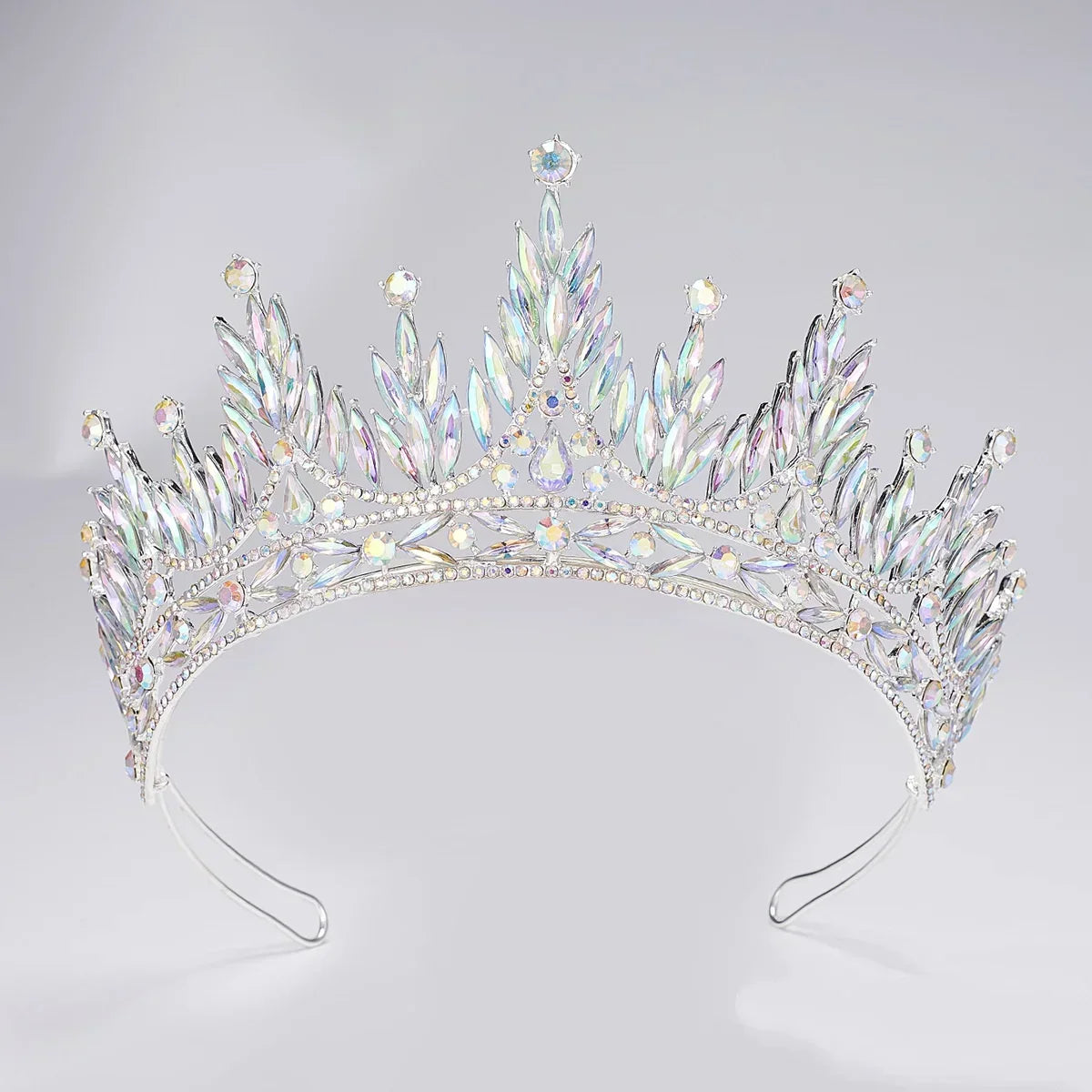 Baroque Queen Princess Crowns And Tiaras For Women Crystal Bridal Crown For Wedding Hair Accessories Prom Hair Jewelry Headdress Blue white zinc plated