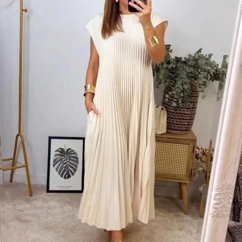 Ofelia Statement Pleated Maxi Dress Chic Silhouette Collection