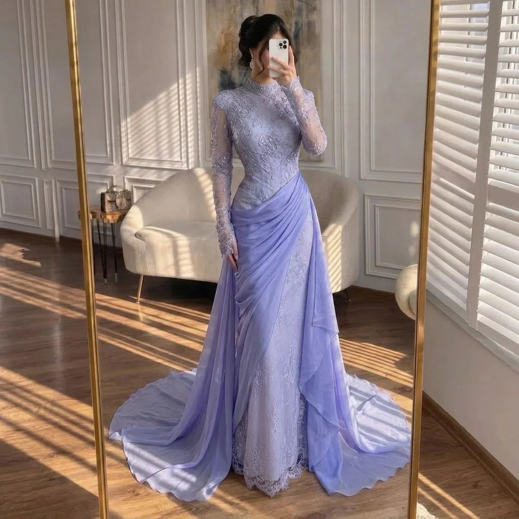Zapdress Customized Wine Red Mermaid Evening Dresses with Wrap Skirt High-End Lace Formal Party Gowns for Women (ZD17283)
