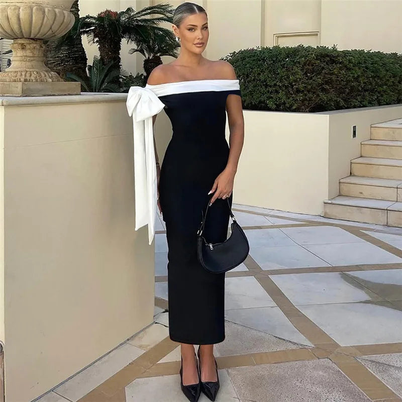 Diagonal Collar Backless Lace - Up Dress