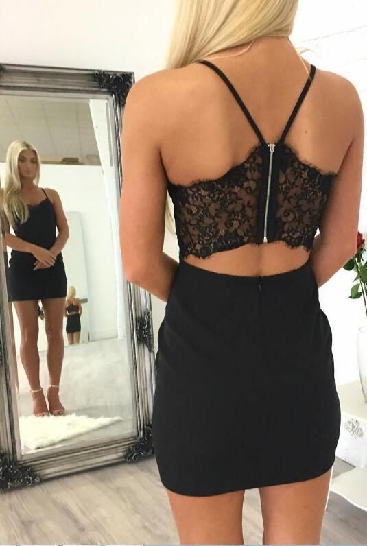 Little black dress short homecoming dress black homecoming dress S1189 - VelvetHem