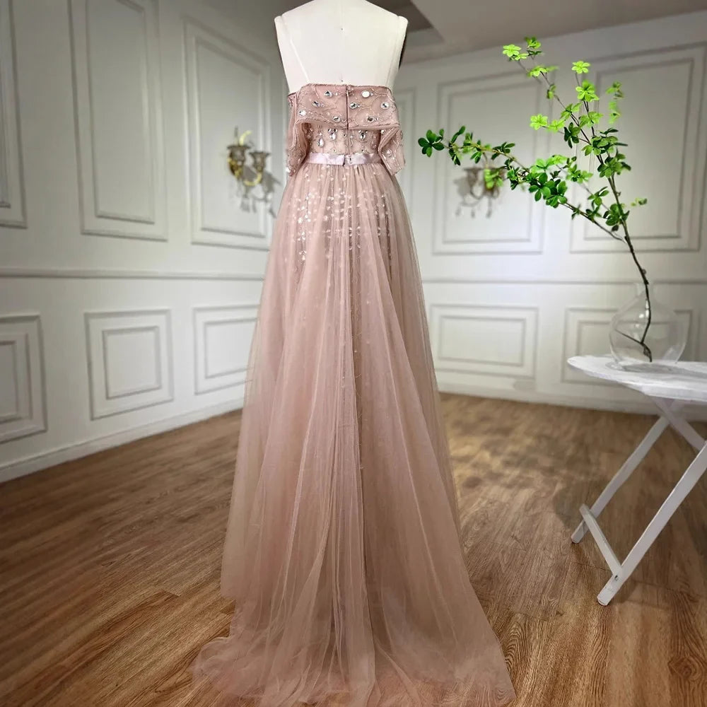 Zapdress Customized 2026 Red Off Shoulder Mermaid Beaded Overskirt Evening Dress Wedding Party Gowns for Women (ZD17316)