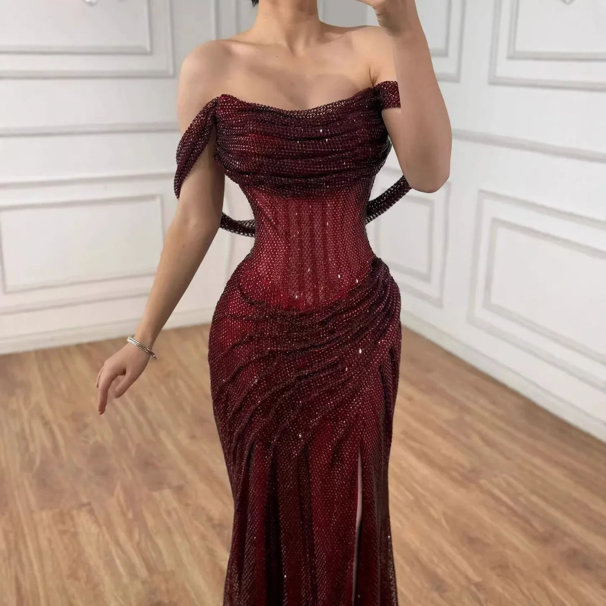 Zapdress 2026 Silver Off Shoulder Mermaid Sparkle Evening Dress Elegant Wedding Party Gowns for Women Customized (ZD17182)