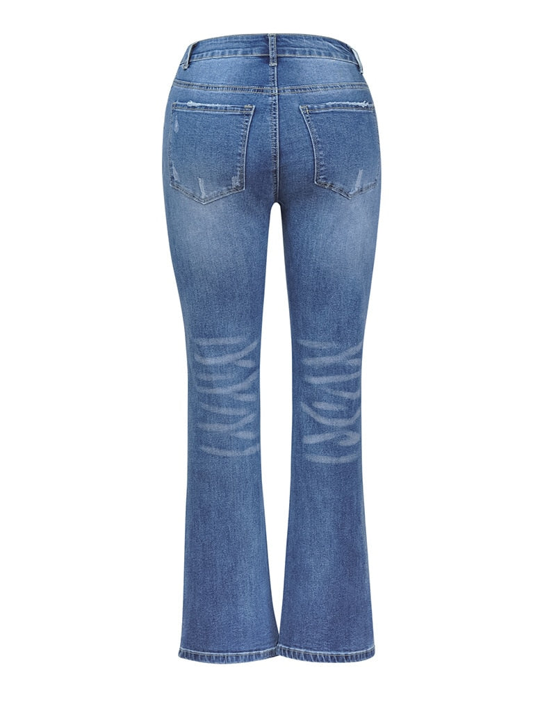 Fashion High Stretch Slim Denim Trousers Street Casual Boot Cut Pants S2XL Drop Shipping