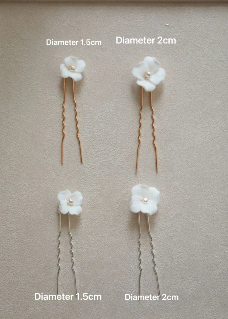 Bridal Jewelry Porcelain Flower Hair Pin Clip Pearl Head Piece For Brides Bridesmaids Hairpins Women Wedding Accessories