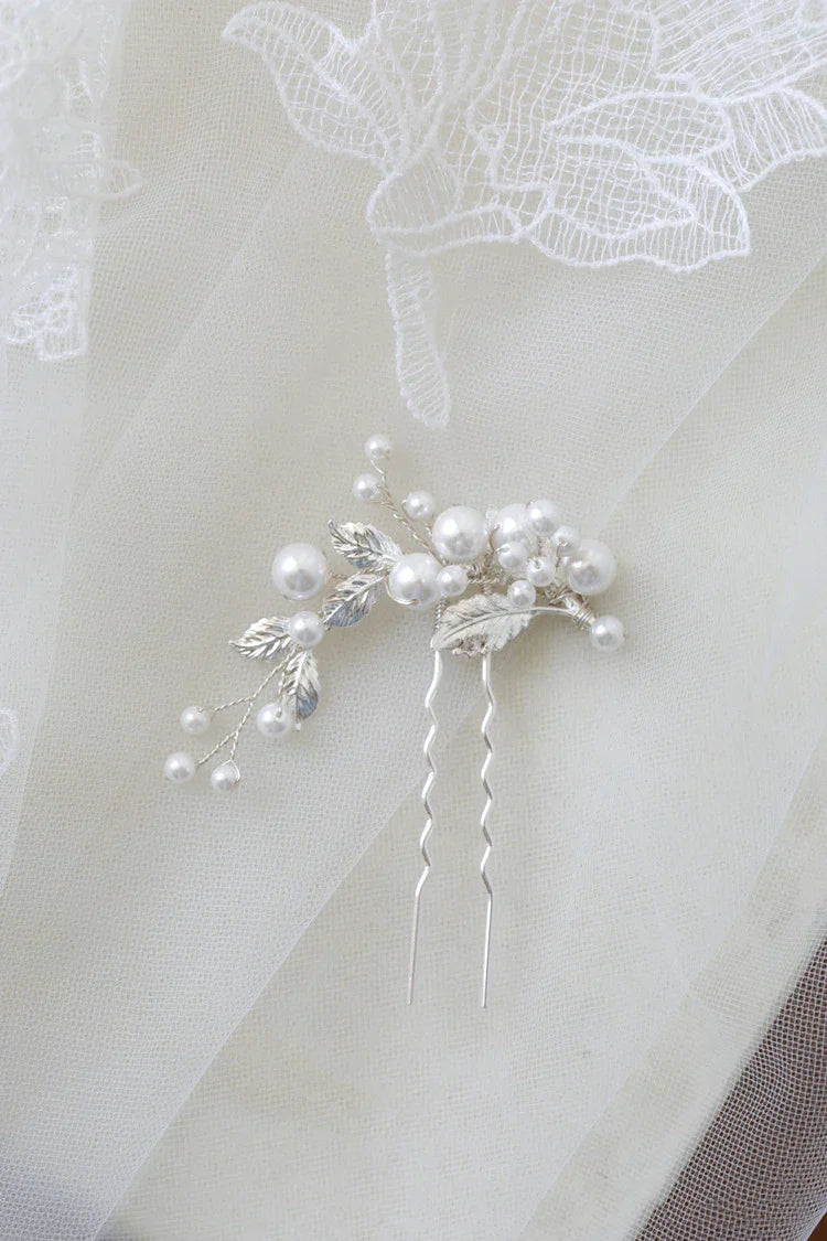 Wedding Accessories Pearl Head Piece Gold Silver Color Hair Pins Clips For Bridesmaids Brides Women Leaf Hairpins Bridal Jewelry