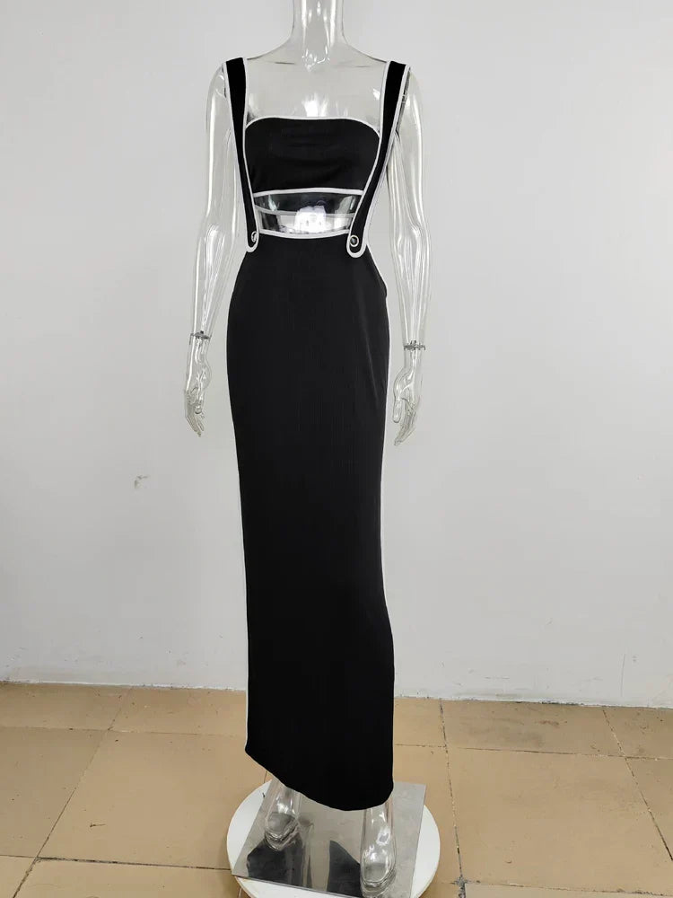Slash Neck Hollow Design Two - Piece Dress