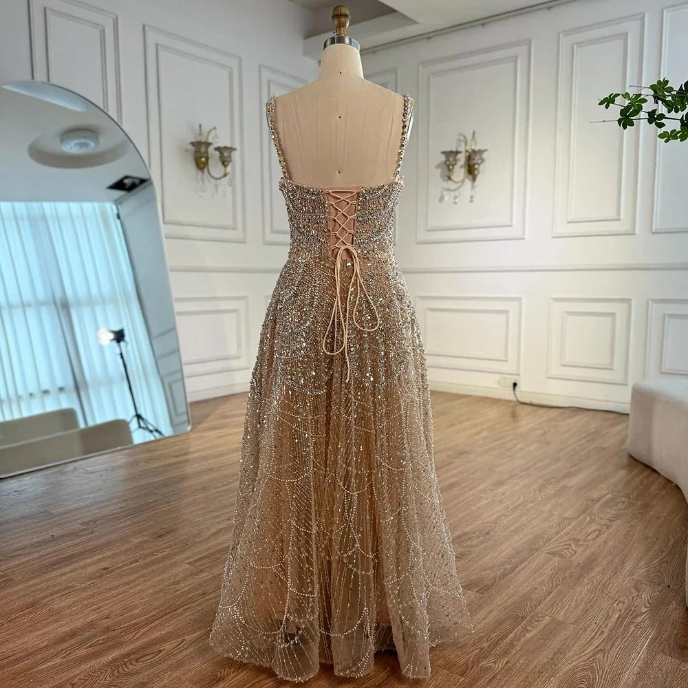 Zapdress Customized Nude Prom Dress Spaghetti Strap Lace-up Back Evening Gown Crystal Beaded Party Gwons for Women DLA72983A (ZD17352)