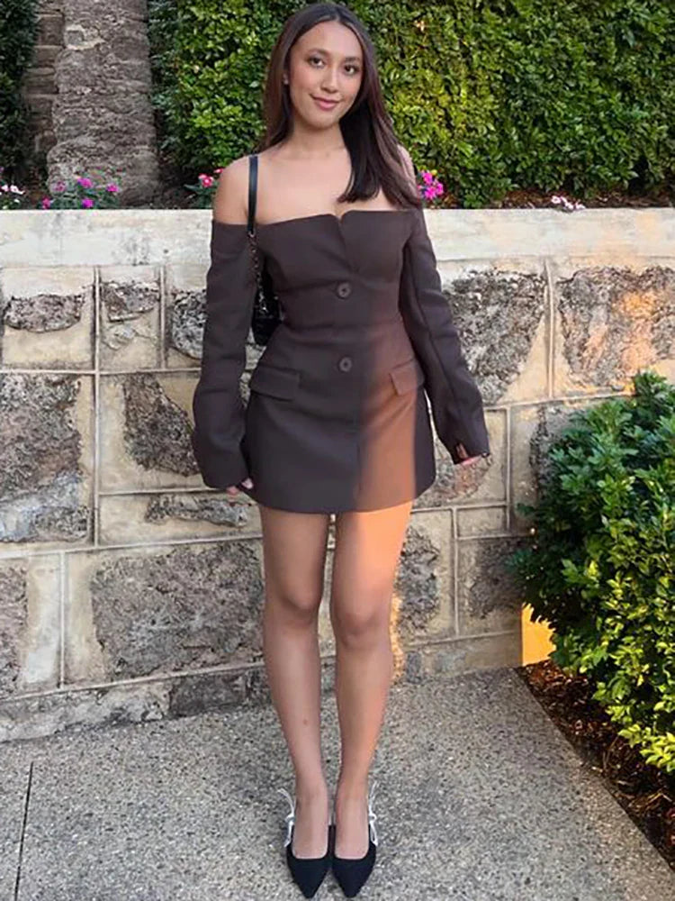 Off - Shoulder Blazer Dress Chic Style for Summer Parties