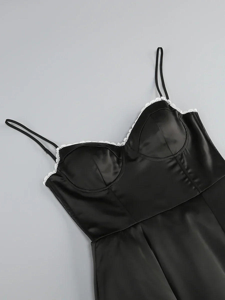 Solid Fit And Flare Spaghetti Strap Mini Dress
