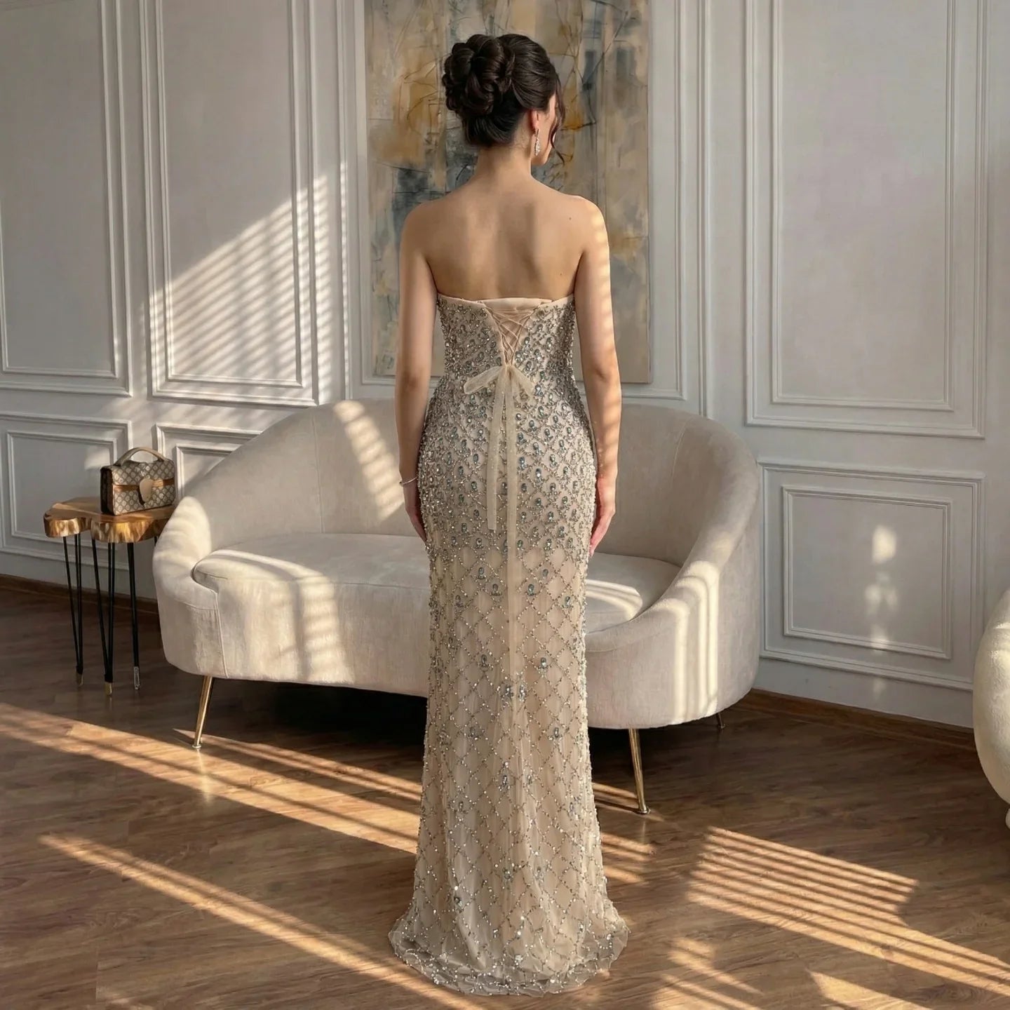 Zapdress Luxury Beaded Blue Mermaid Glamorous Evening Party Dresses 2026 Formal Occasion Gowns for Women Customized (ZD17267)