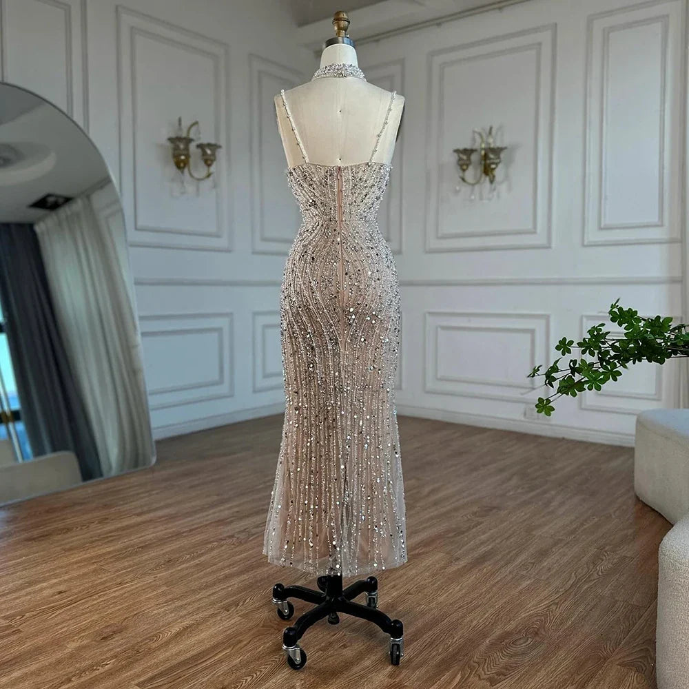 Zapdress Nude Mermaid Beaded Evening Dresses 2025 Ankle Length Party Gowns for Women DLA72047D Customized (ZD17245)