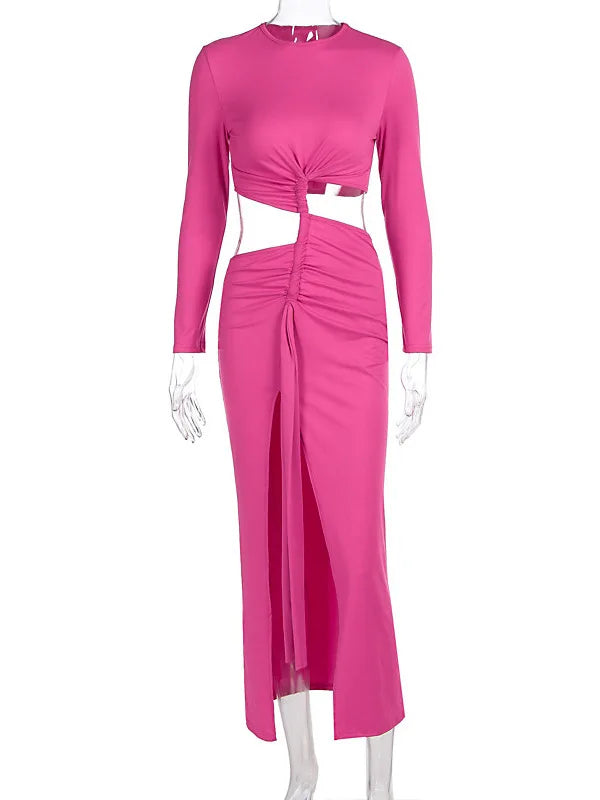 Long - Sleeved Irregular Bodycon Dress