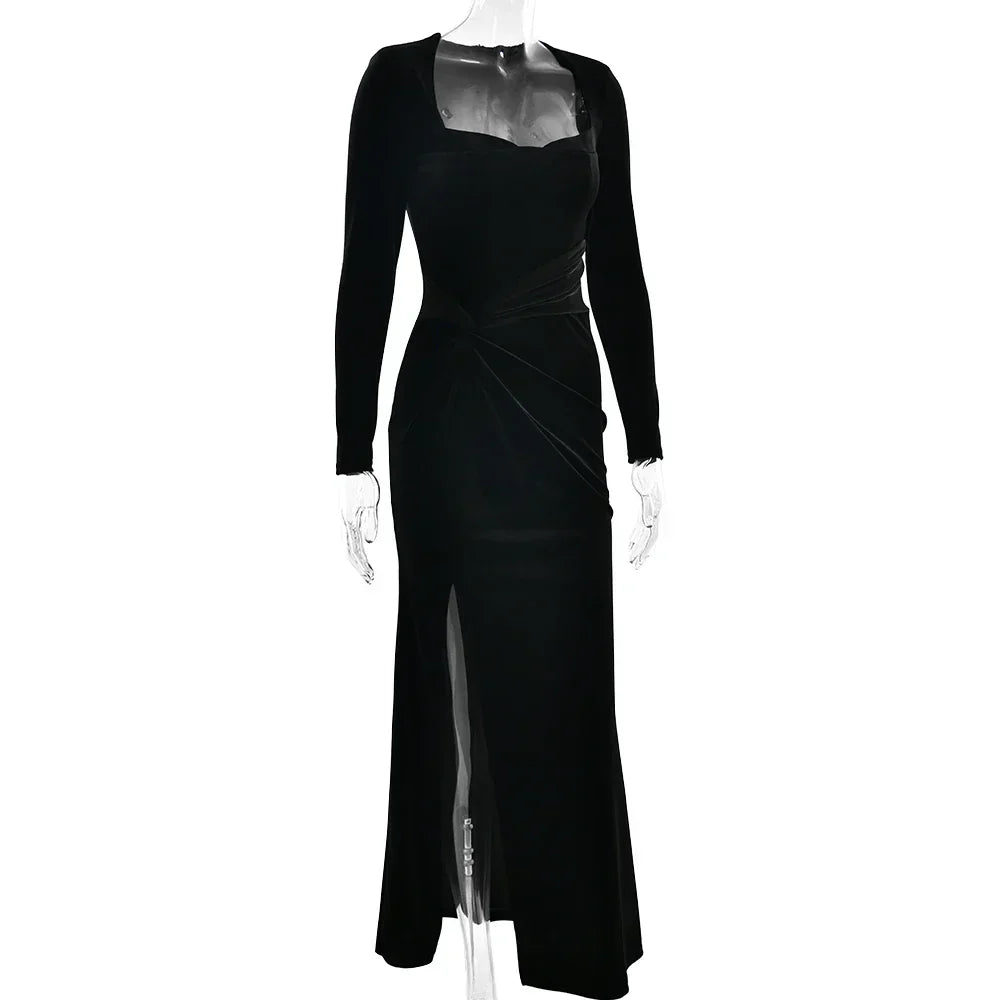 Velvet Elastic Tight Long Sleeved Dress
