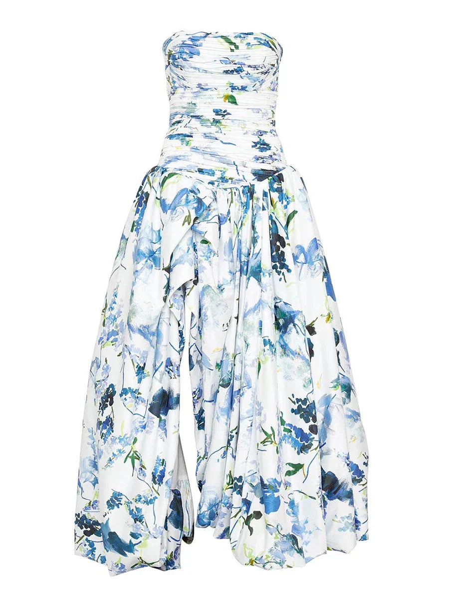 Strapless Sleeveless High Waist Temperament Long Dress
