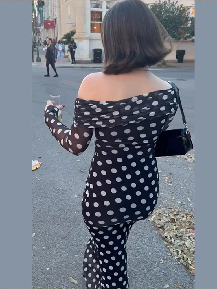 Bella Sexy Polka Dot Off Shoulder Dress