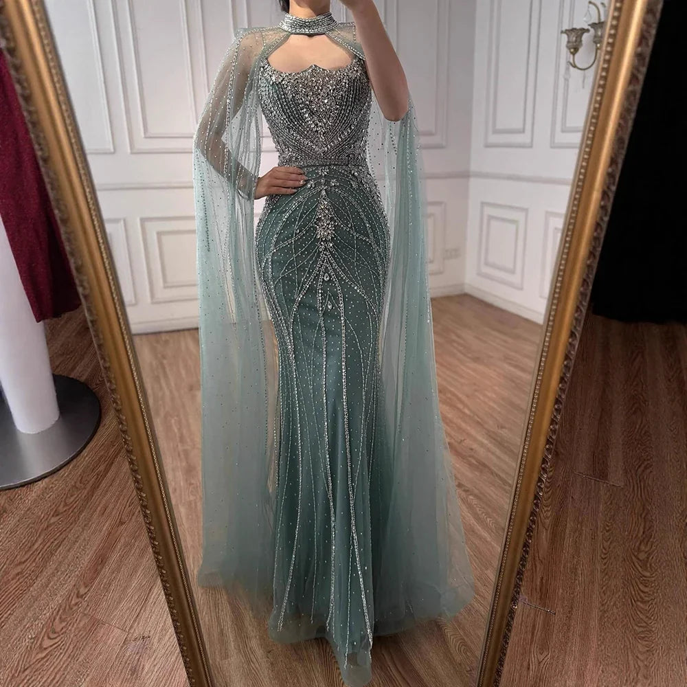 Zapdress 2025 Pink Strapless Mermaid Beaded Evening Dress with Cape Wedding Party Gowns for Women DLA73195 Customized (ZD17274)