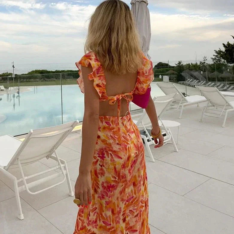 Frida Effortless Printed Ruffle Dress Premium Wardrobe Essential