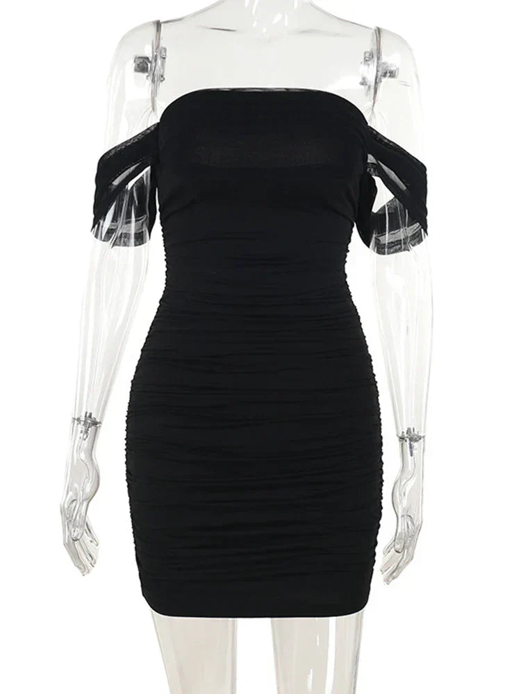 Off the Shoulder Short Sleeve Mini Dress